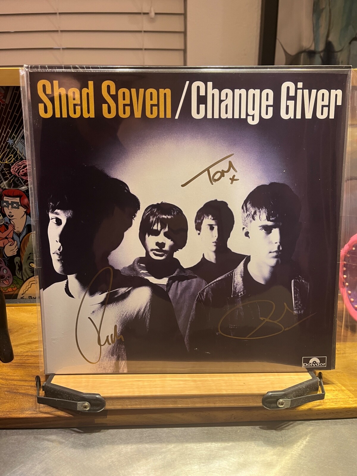 Shed Seven : signed autographed print w Change Giver new vinyl