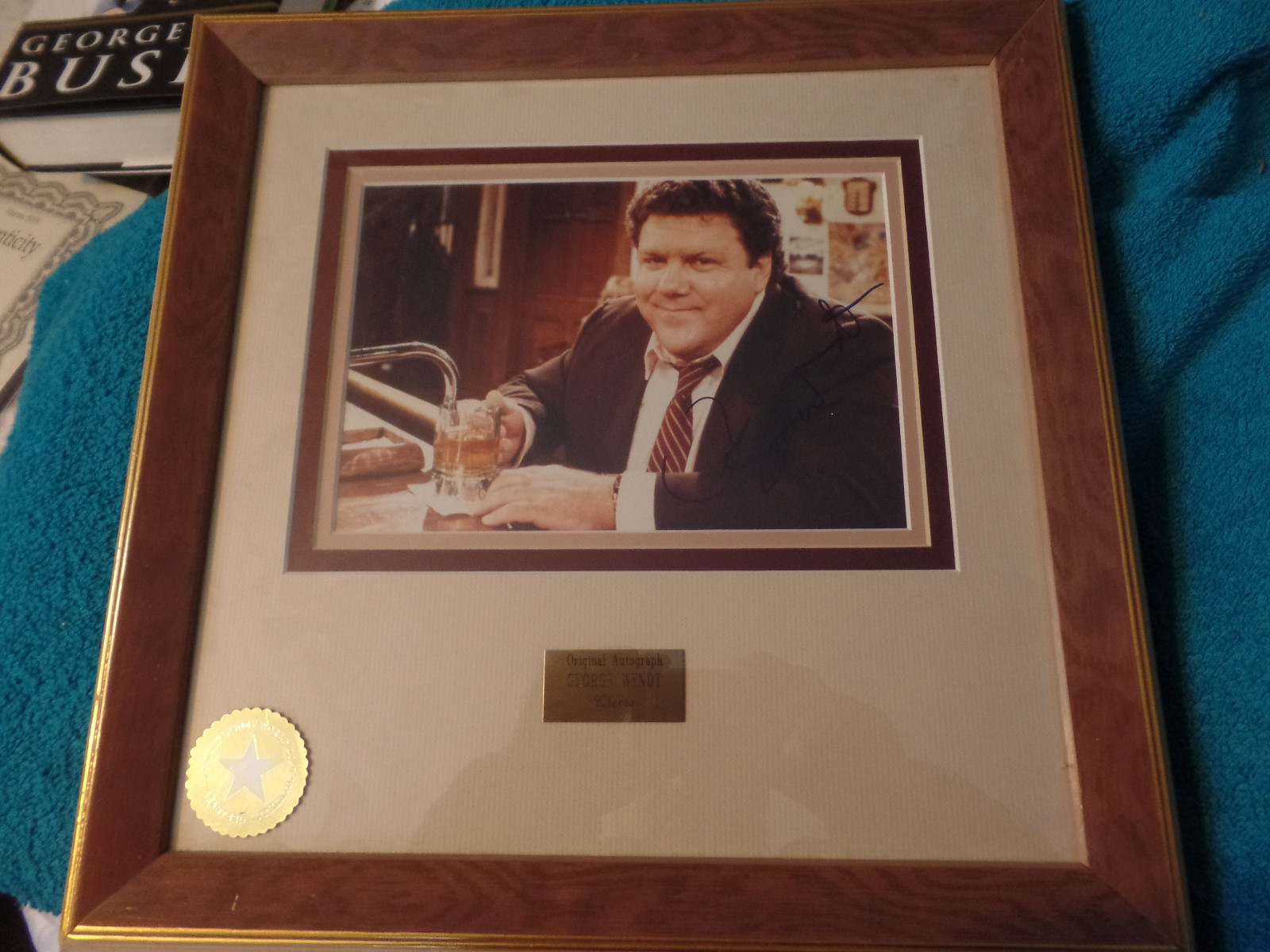 16×16 Framed & Double Matted autographed by CHEERS George Wendt JSA Certified