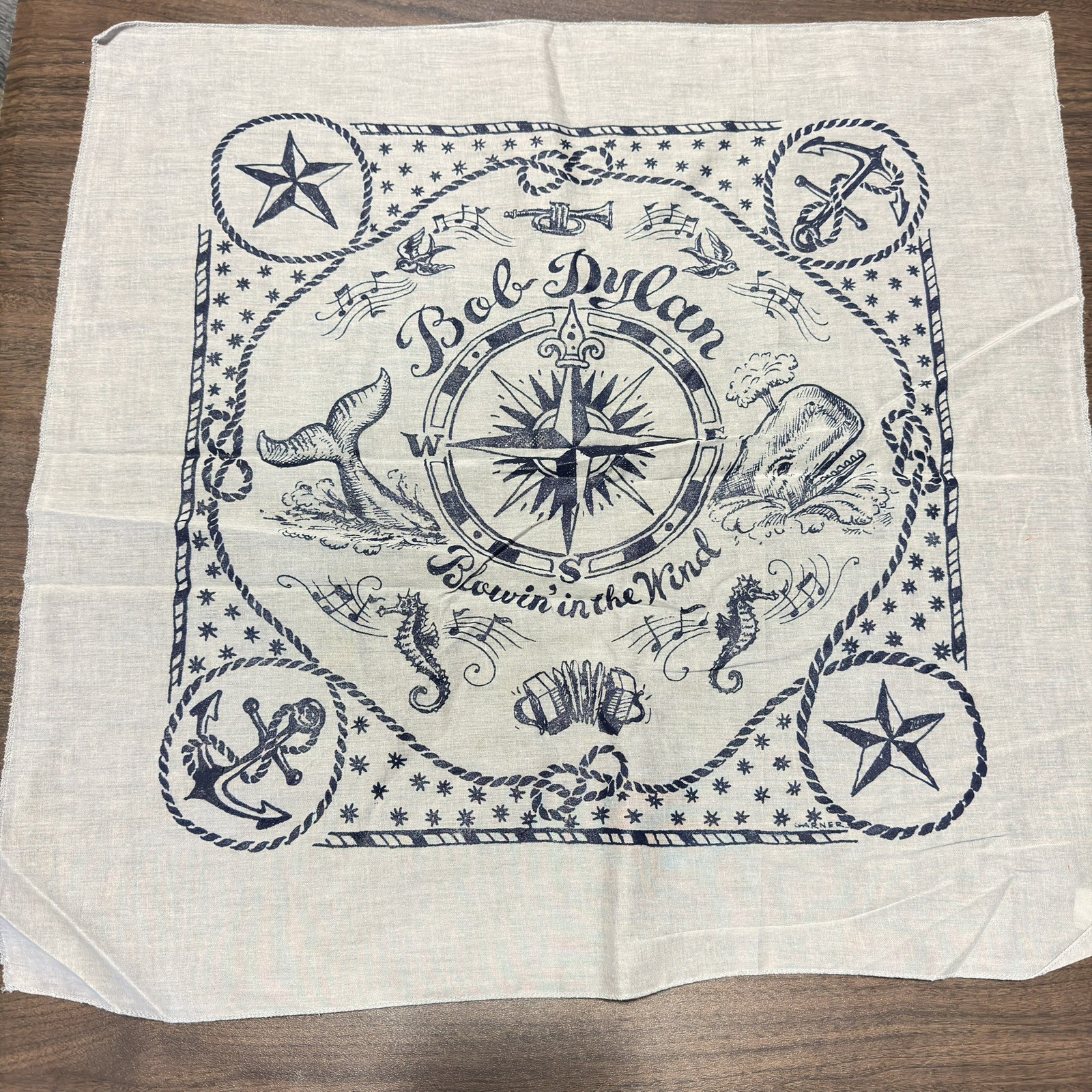 Rare Official Bob Dylan Blowin In The Wind Bandana. Extremely Rare. 100% cotton.
