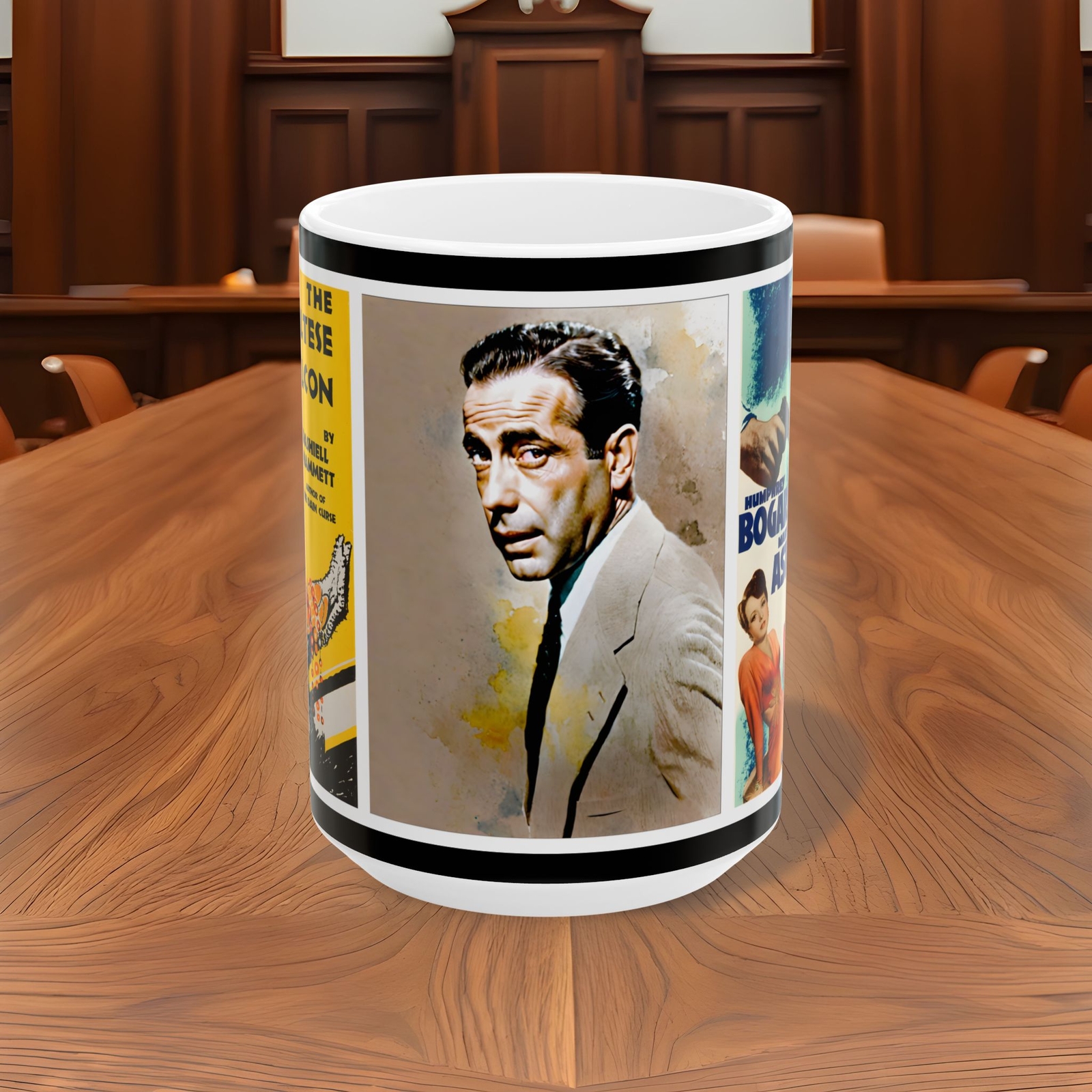 Maltese Falcon Mug, Film Noir Humphrey Bogart 1940s Classic Hollywood Film Cup