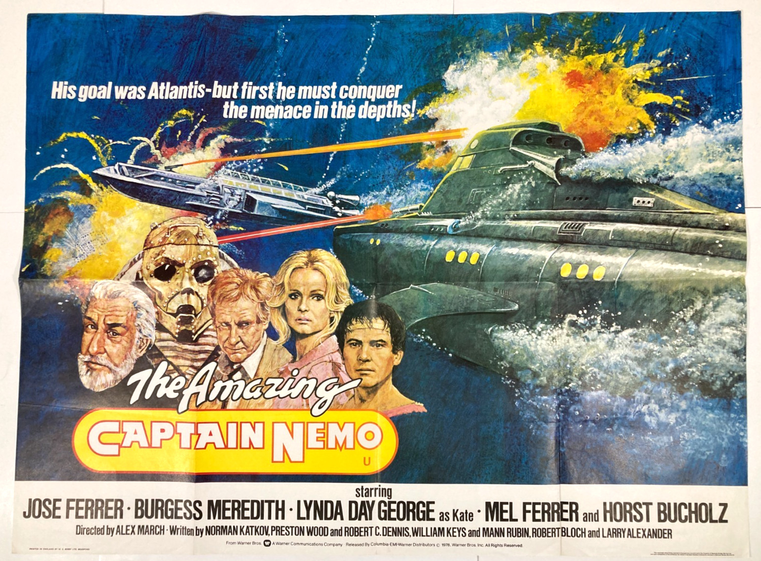 The Amazing Captain Nemo 1978 Folded Movie Poster UK Edition 40″x 30″ Quad