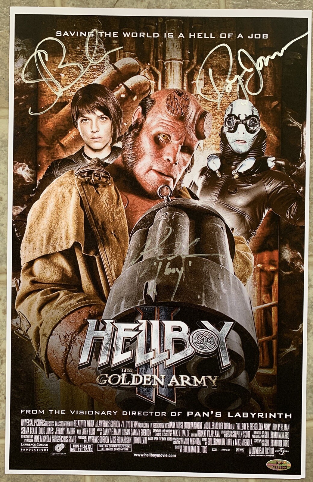 Perlman Blair Jones Signed Hellboy Golden Army 11×17 Movie Poster Cert HOLO