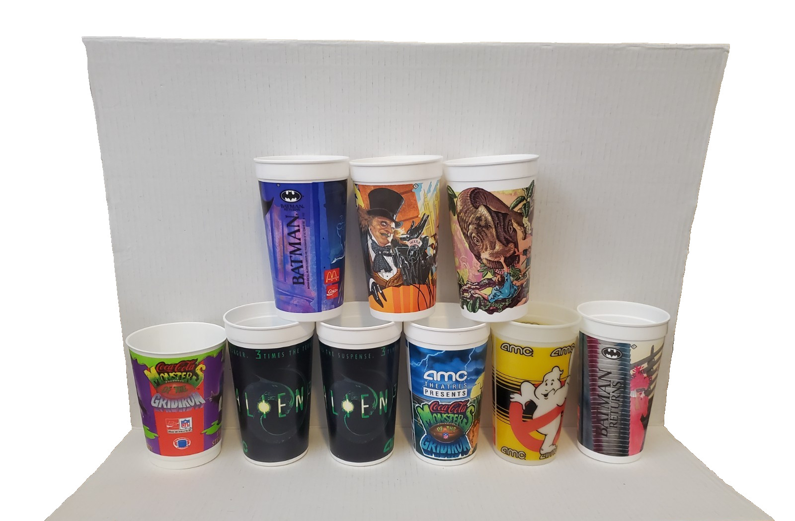 Lot Movie Theater Promotional Plastic Drink Cups 16oz Batman Alien Jurassic Park