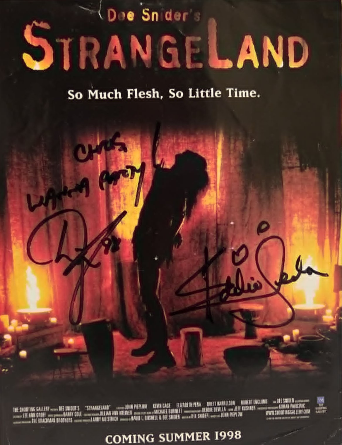 Twisted Sister -STRANGELAND- movie promo flyer DEE SNIDER+Eddie Ojeda AUTOGRAPHS