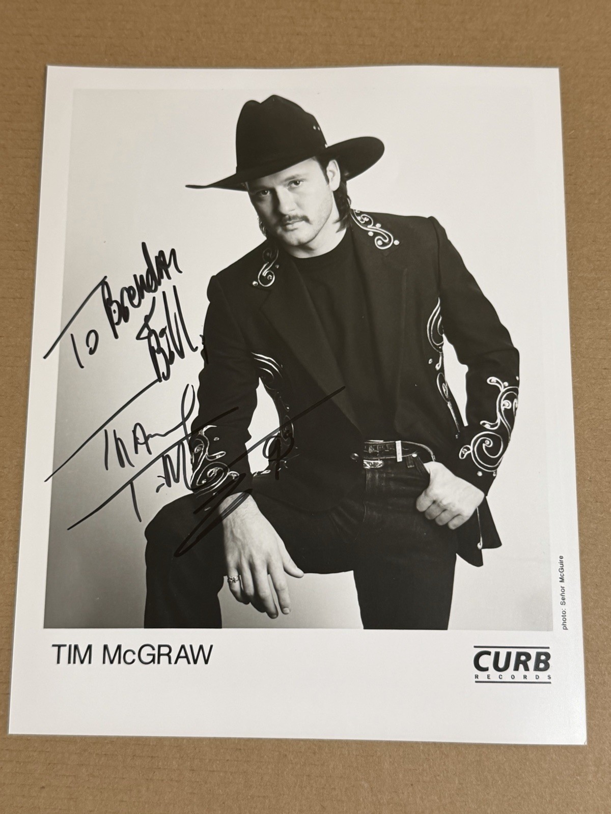 Tim McGraw Signed Curb Records Promo Photo Autograph Country Music 8×10
