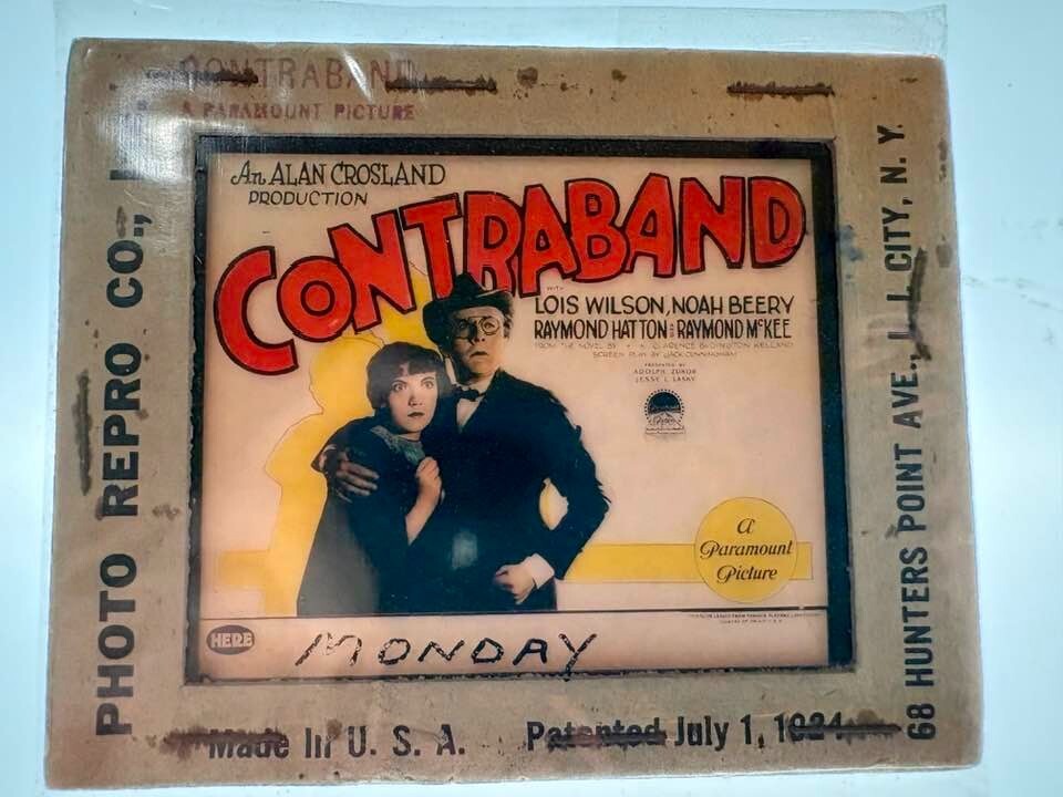 SILENT MOVIE Magic Lantern Glass Slide “Contraband” 1925