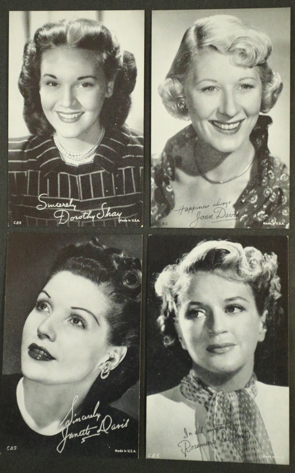 Vintage 3.5 x5.5 photos Joan David, Janette David, Dorothy Shay, Rosemary DeCamp