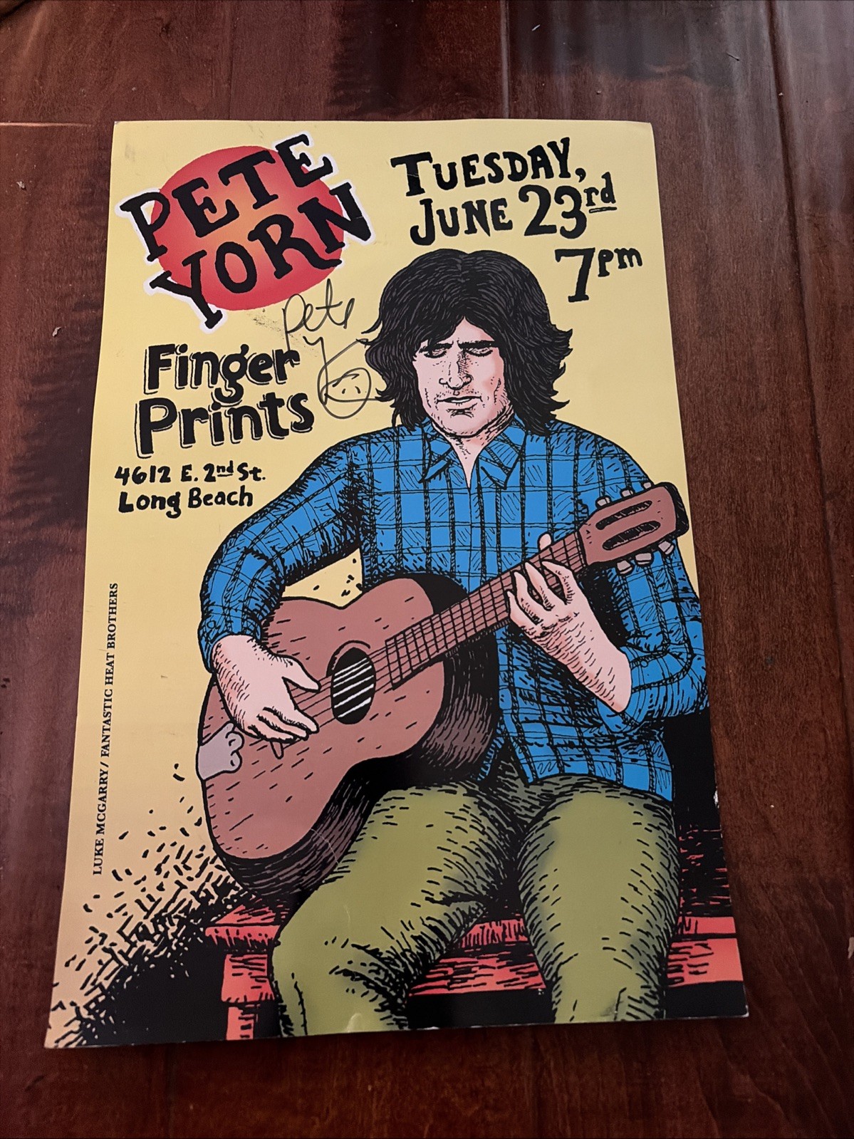 Pete Yorn Signed Fingerprints Long Beach Promo Poster Luke McGarry 11×17