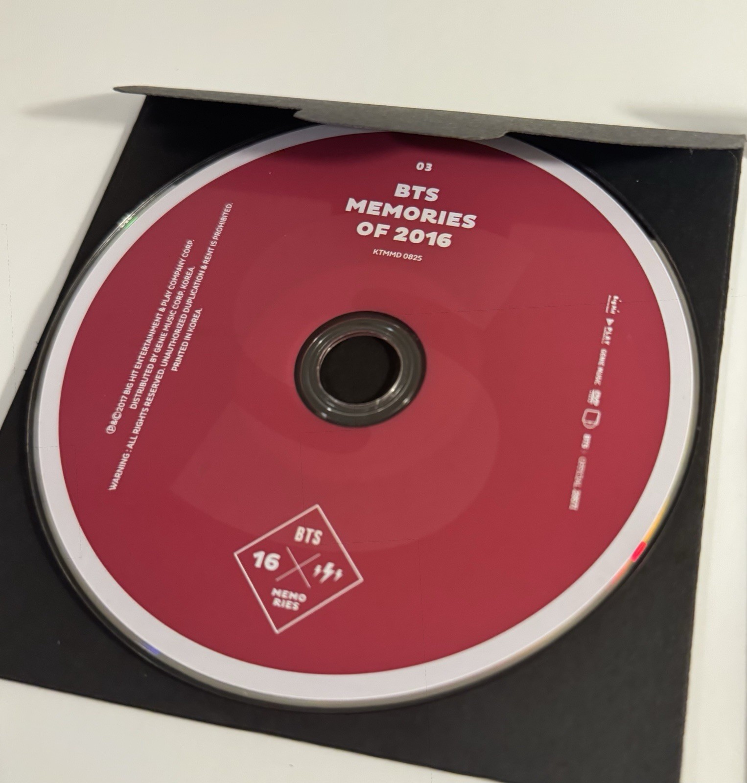BTS OFFICIAL MEMORIES OF 2016 DVD ONLY (3 Discs – Disc 1, 2, 3) OOP
