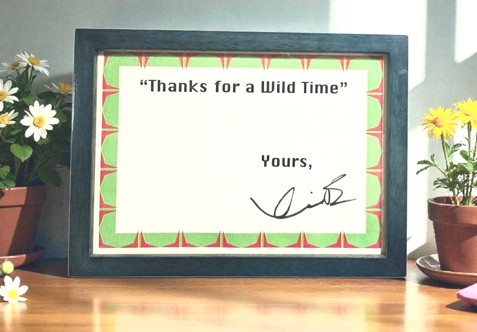 KEVIN BACON SIGNED WILD THINGS ” Thanks For a Wild Time” 5×7 +Producer Auto Card