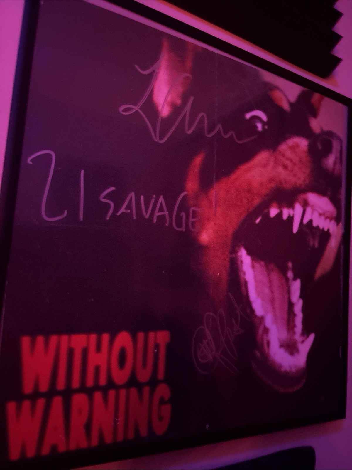 Framed 21 Savage, Metro Boomin & Offset Without Warning Autographed Poster