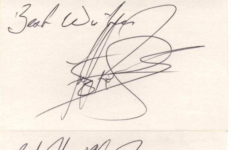 Tristan Rogers collection autographed index card and 9 clippings from 1986-1988