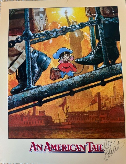 An American Tail 11×17 poster, signed by Don Bluth