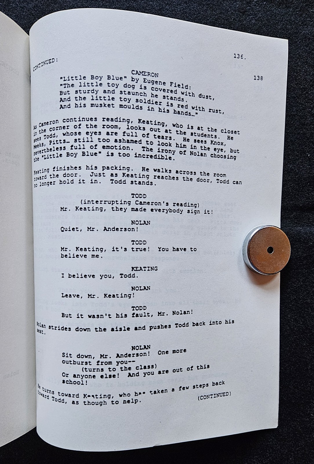 DEAD POETS SOCIETY Original 1988 Studio Film Script Revised Third Draft Schulman