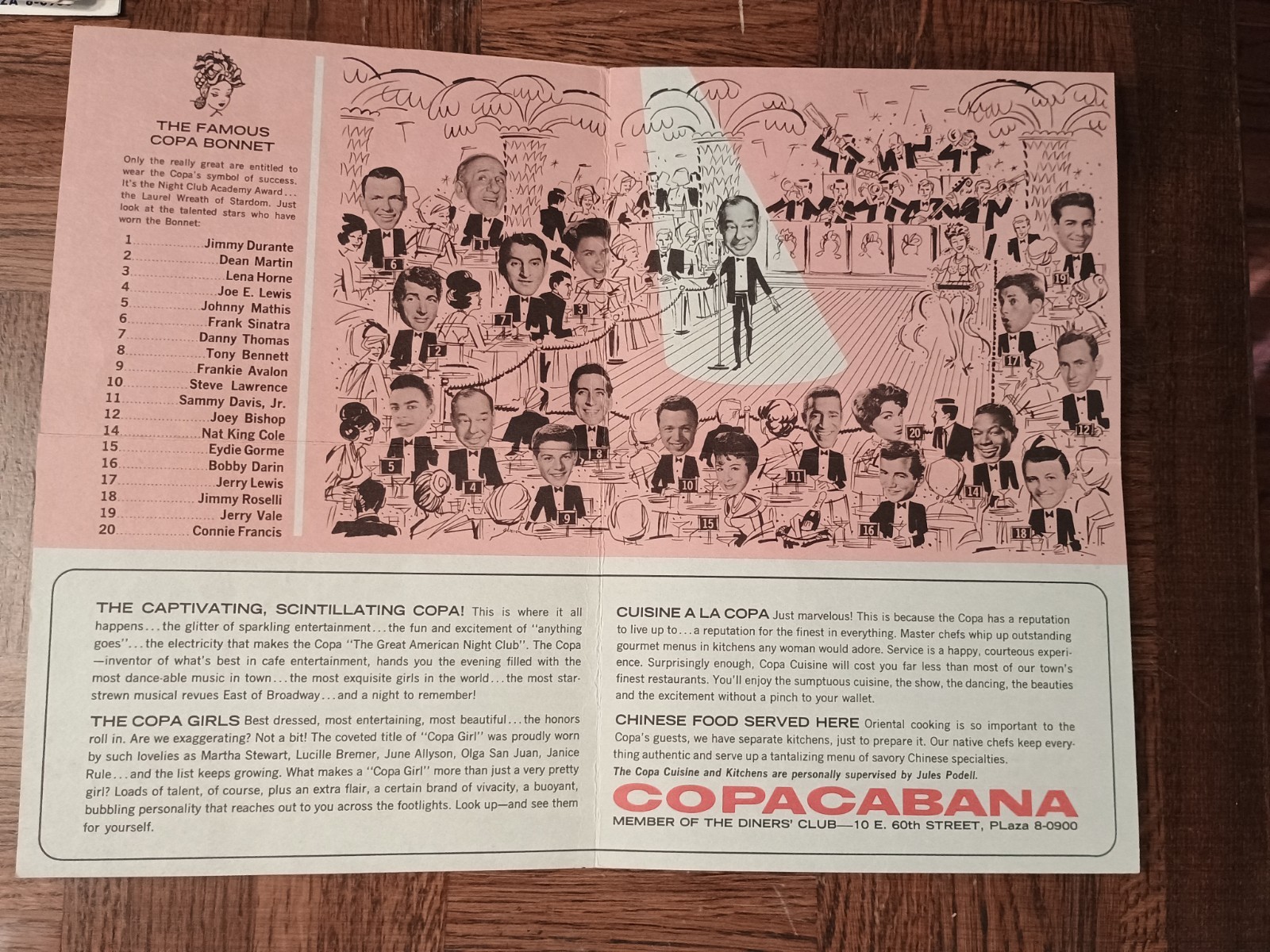 VTG Joe E. Lewis & Joi Lansing Jules Podell Copacabana NYC Promo Mailer Program