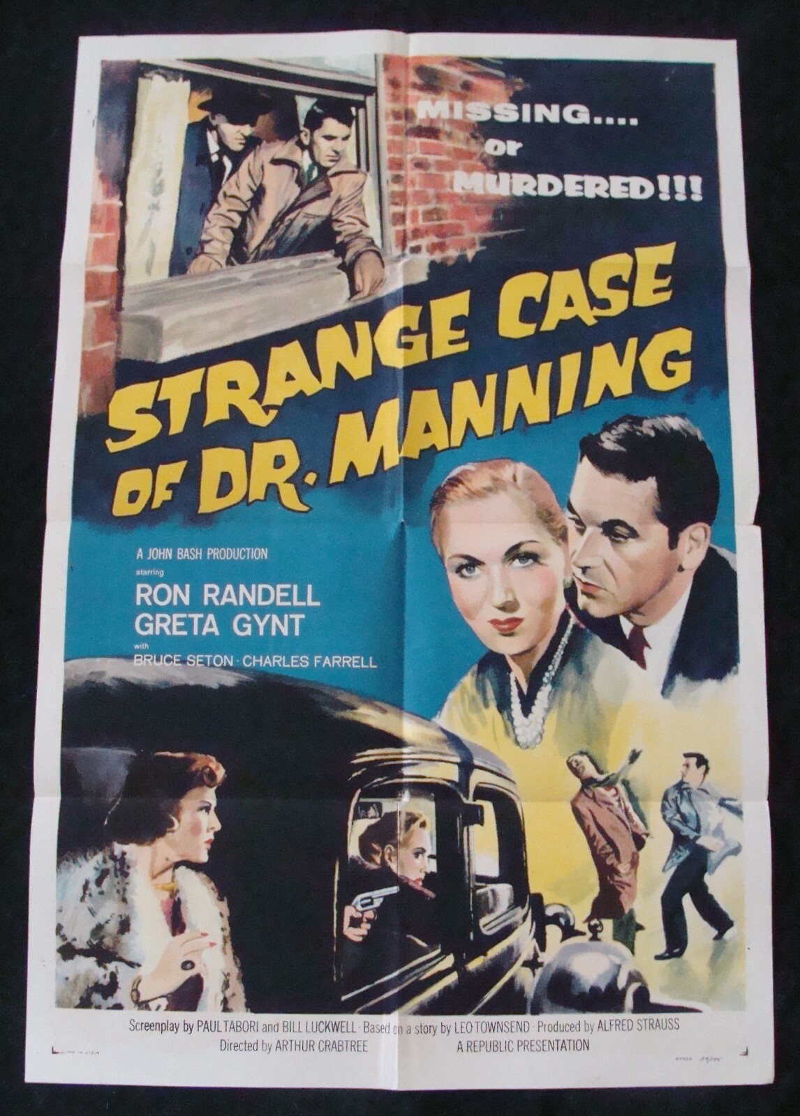 STRANGE CASE OF DR MANNING movie poster RON RANDELL GRETA GYNT Original 1958 One