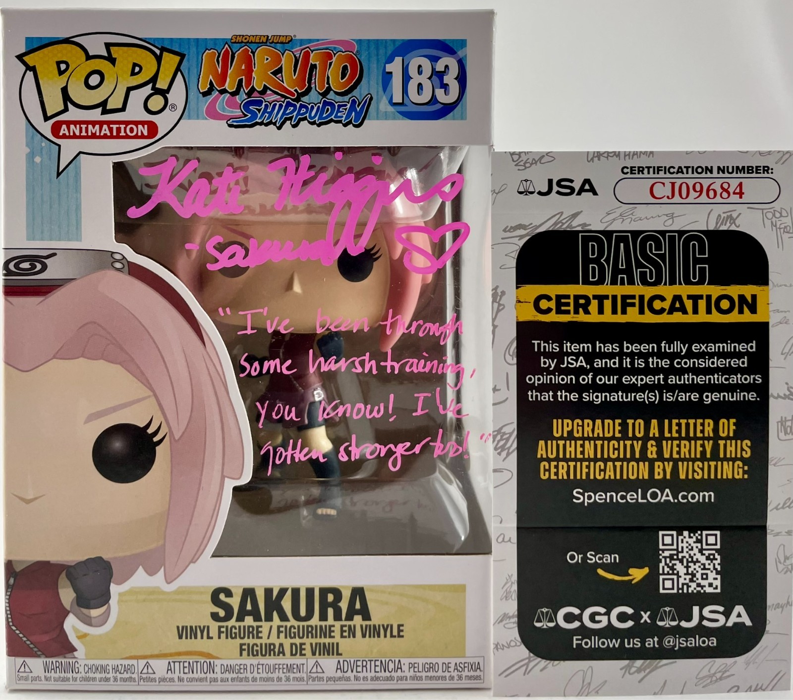 Kate Higgins Signed Naruto Shippuden Sakura Funko POP! Vinyl Autograph JSA COA