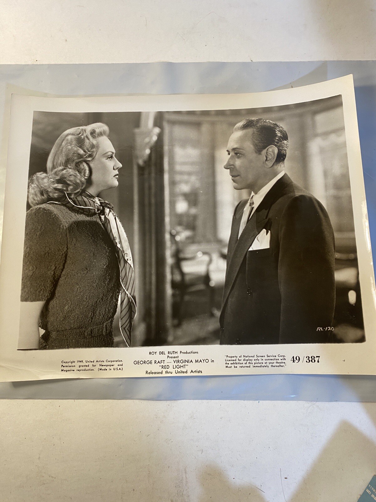 GEORGE RAFT & VIRGINIA MAYO film noir RED LIGHT 1949 Vintage Orig Photo 8×10