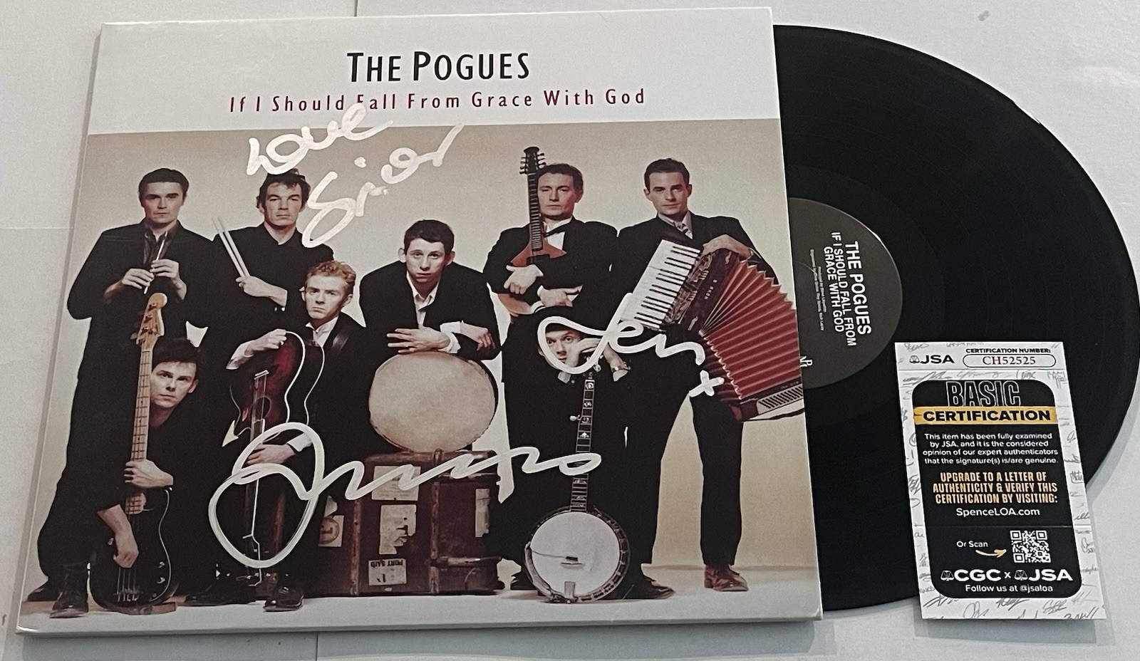 THE POGUES SIGNED IF I SHOULD FALL FROM GRACE WITH GOD LP VINYL RECORD ALBUM JSA