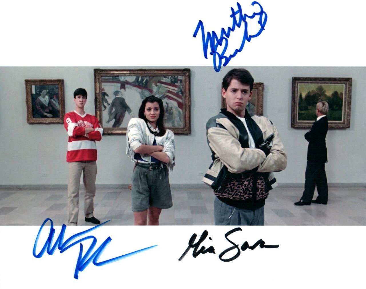 Matthew Broderick Alan Ruck Mia Sara autographed 8×10 signed Pic and COA