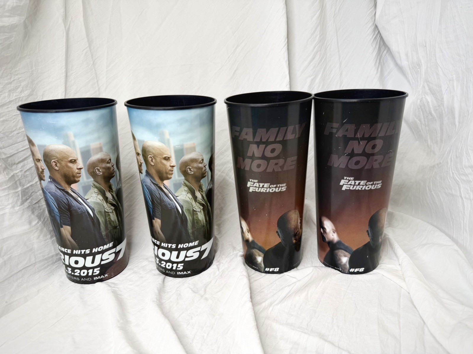 Fast & Furious 7 & 8 Plastic Cup 44 oz – Movie Theater Tumblers – LOT OF 4