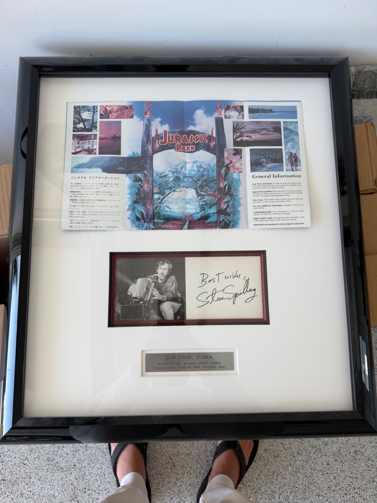 Original 1993 Jurassic Park Movie Used Brochure Prop + Steven Spielberg Signed