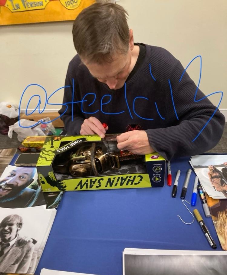 BILL MOSELEY SIGNED AUTOGRAPHED CHAINSAW PROP TOY CHOP TOP INSC EXACT PROOF RARE