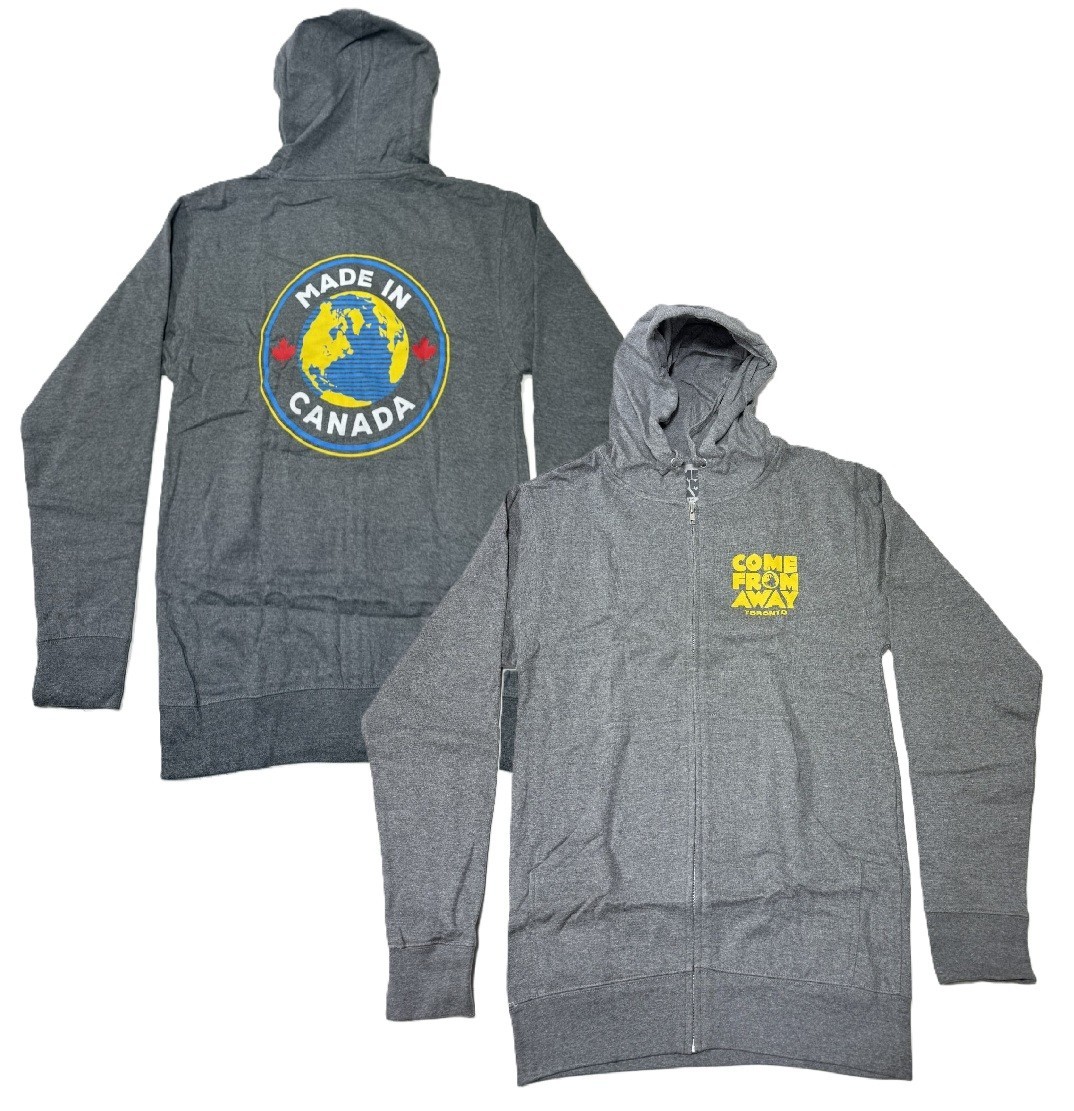COME FROM AWAY + BROADWAY MUSICAL + zip hoodie + TORONTO ZIP-UP LOGO HOODIE +NEW