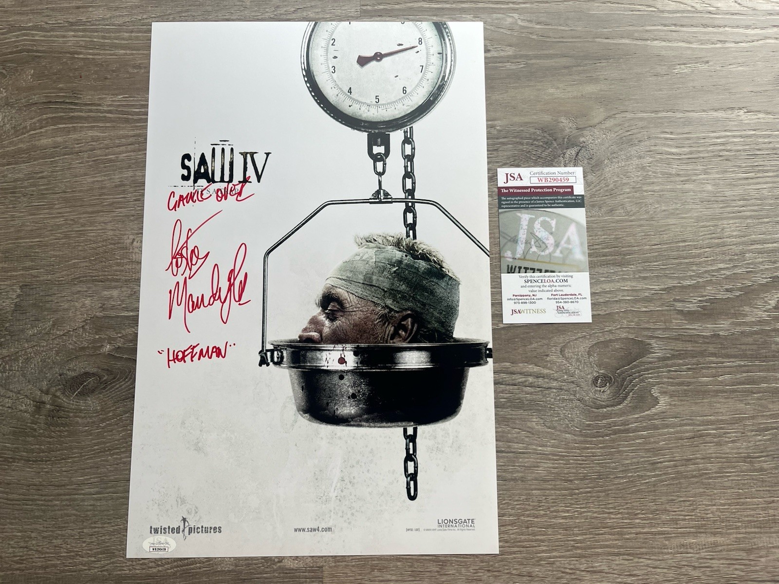Costas Mandylor Signed Saw IV 11×17 Photo JSA COA Detective Hoffman Jigsaw