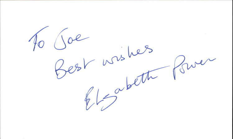 ELIZABETH POWER TAKE OF THE MUMMY Signed 3″x5″ Index Card