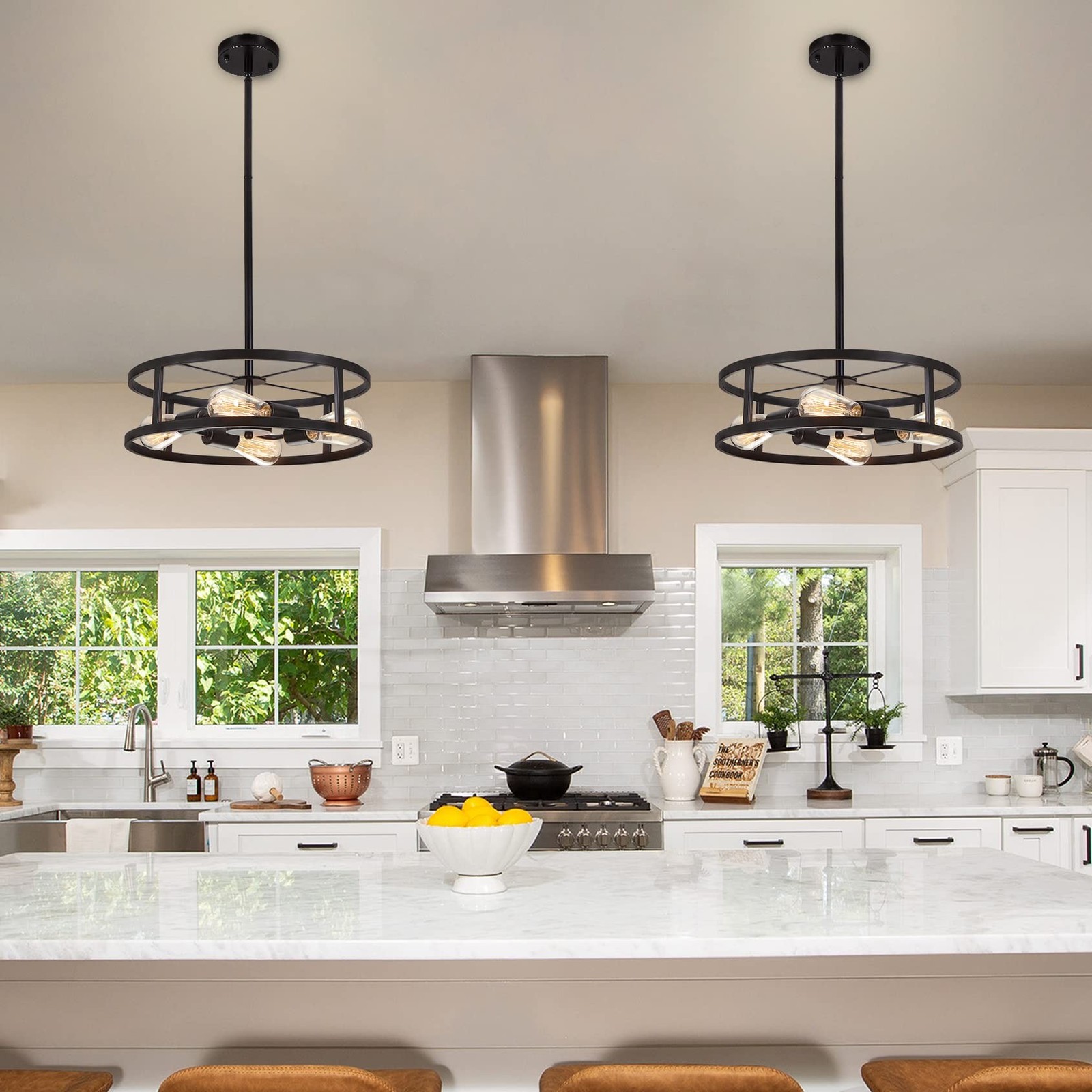 Black Semi Flush Mount Ceiling Light,Industrial Farmhouse Sloped Lights Fixtu…