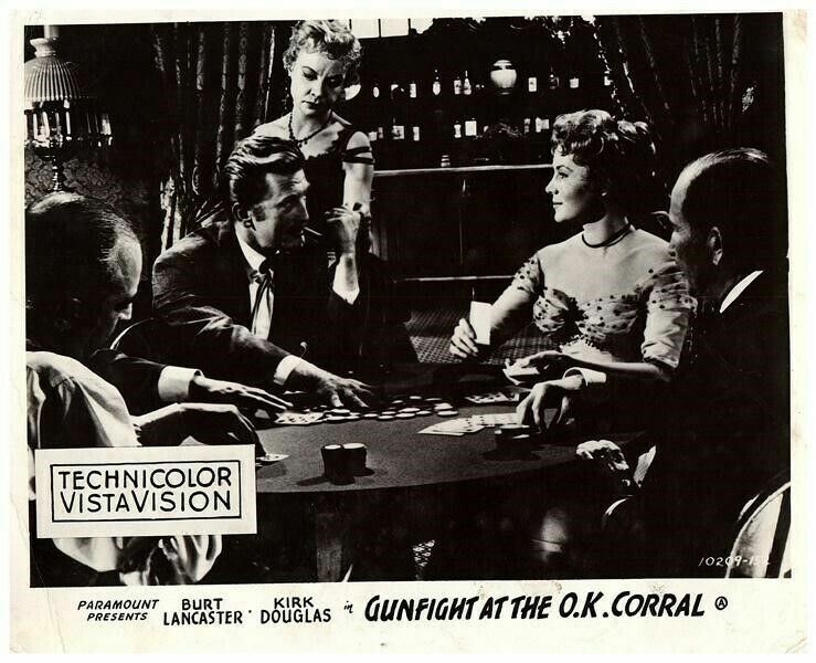 Gunfight at the O.K. Corral Original Lobby Card Kirk Douglas poker game