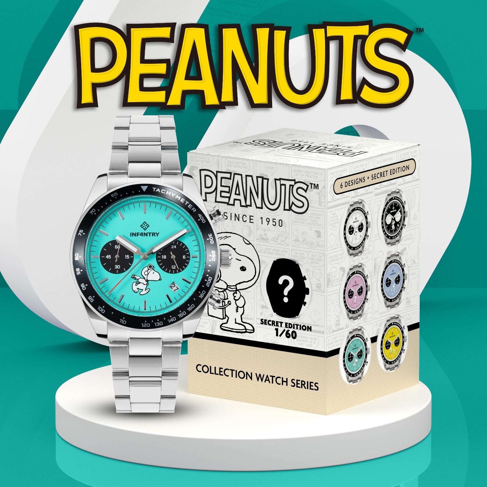 Infantry x Peanuts Snoopy Watches Chronograph Watch Stainlless Steel Gift Green