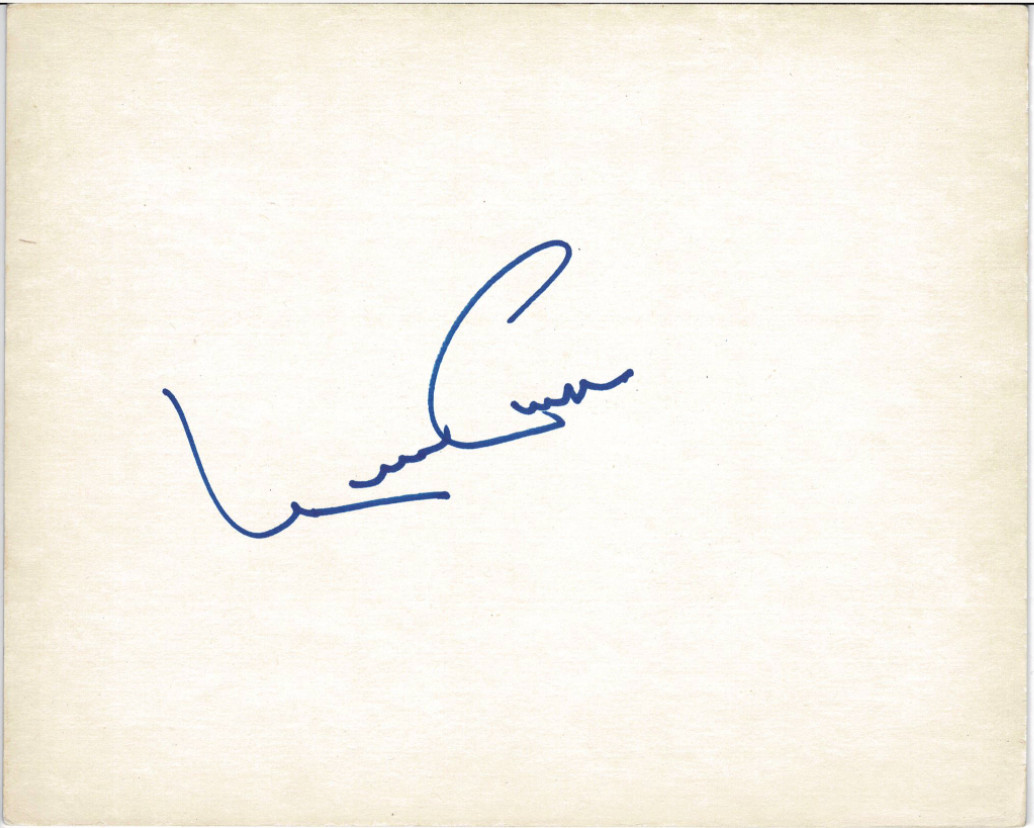 Merv Griffin Jeopardy Creator Autographed Signed 8×10 Index Card AMCo COA 10949