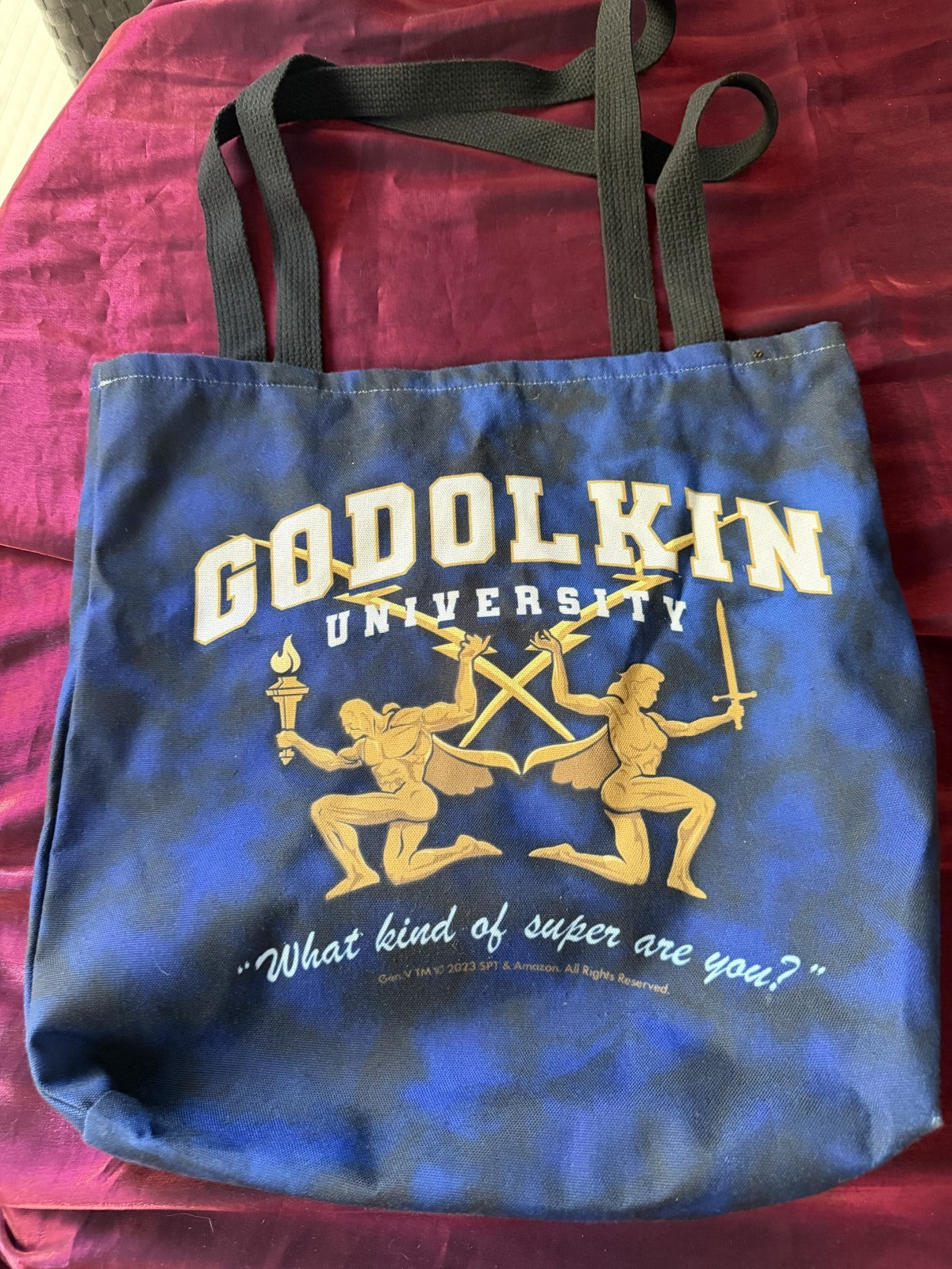 The Boys Gen V Godolkin University blue tote bag Supes