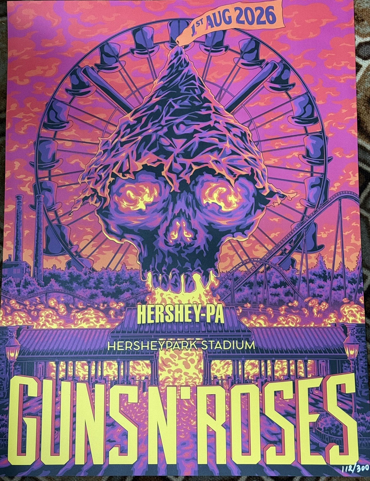 Guns N Roses Hershey Park Official Event Poster 8/1/26 #210/300