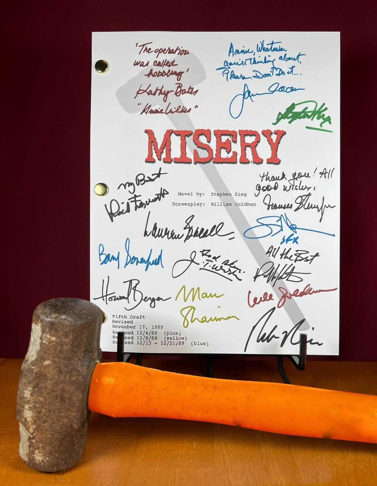 Misery Script Signed – Autograph Reprints – 120 Pages – Stephen King