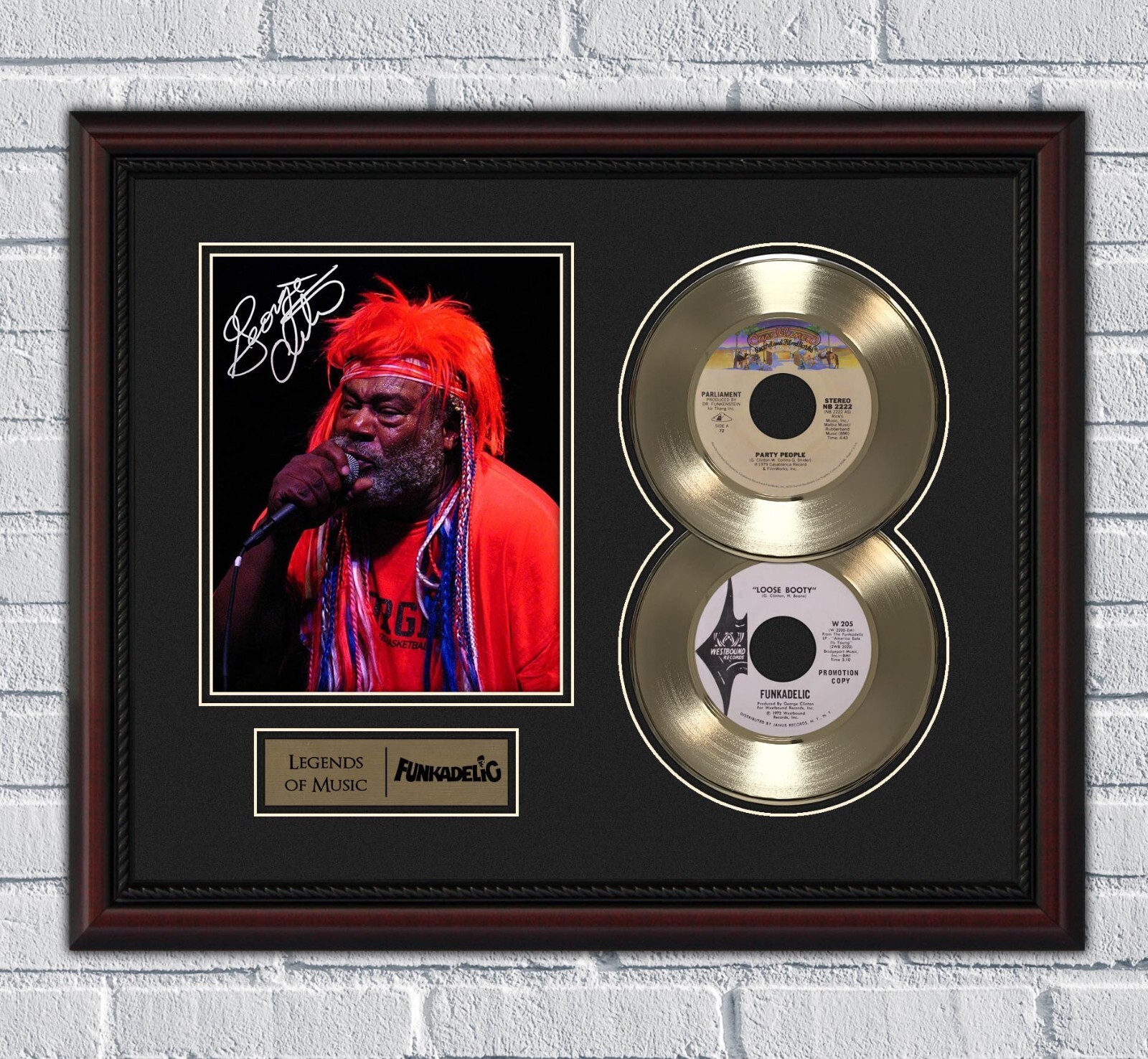George Clinton Funk Framed Gold or Platinum 45 Record w/ Reproduction Signatures