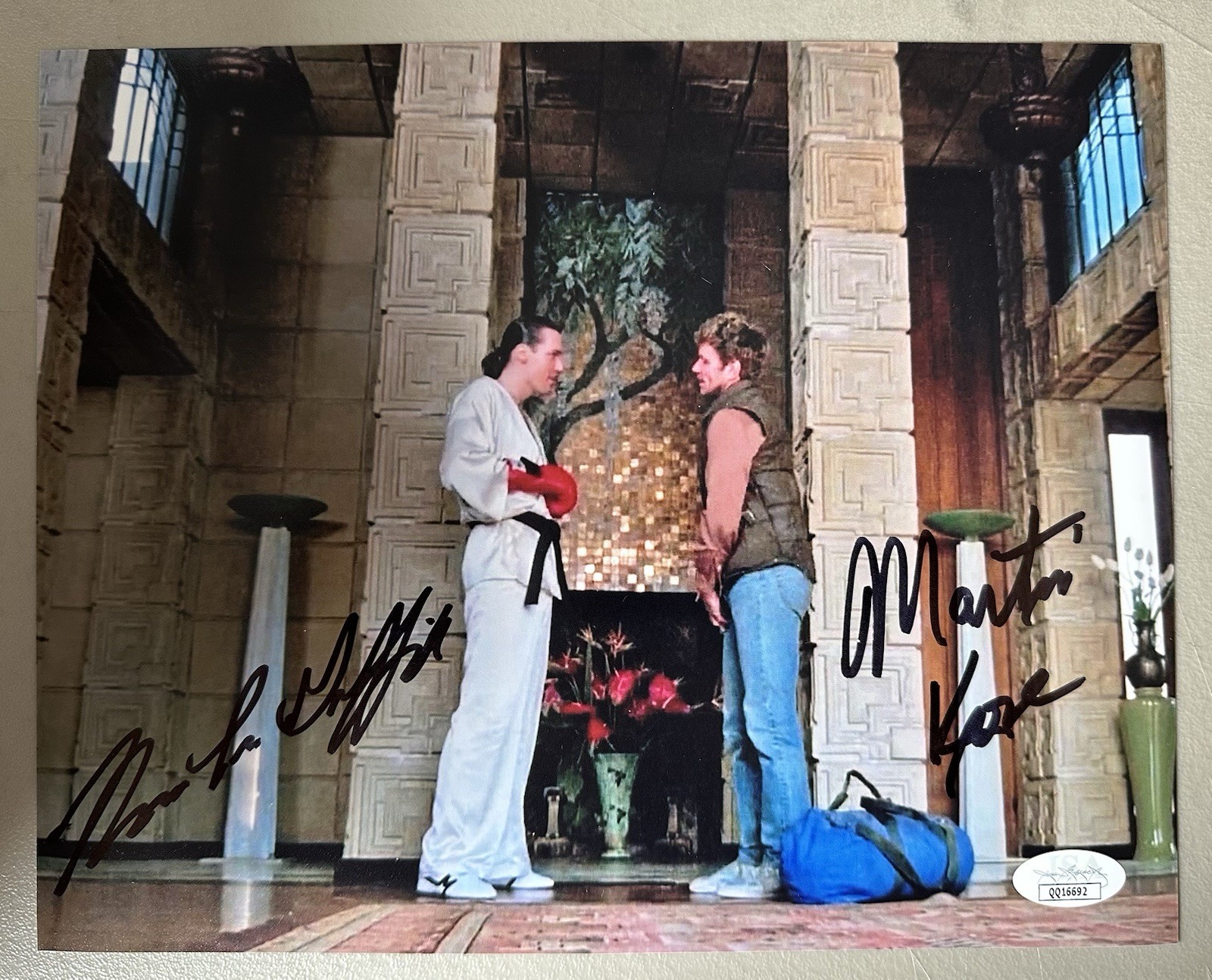 8X10 signed by Thomas Ian Griffith & Martin Kove in The Karate Kid. JSA. Rare.