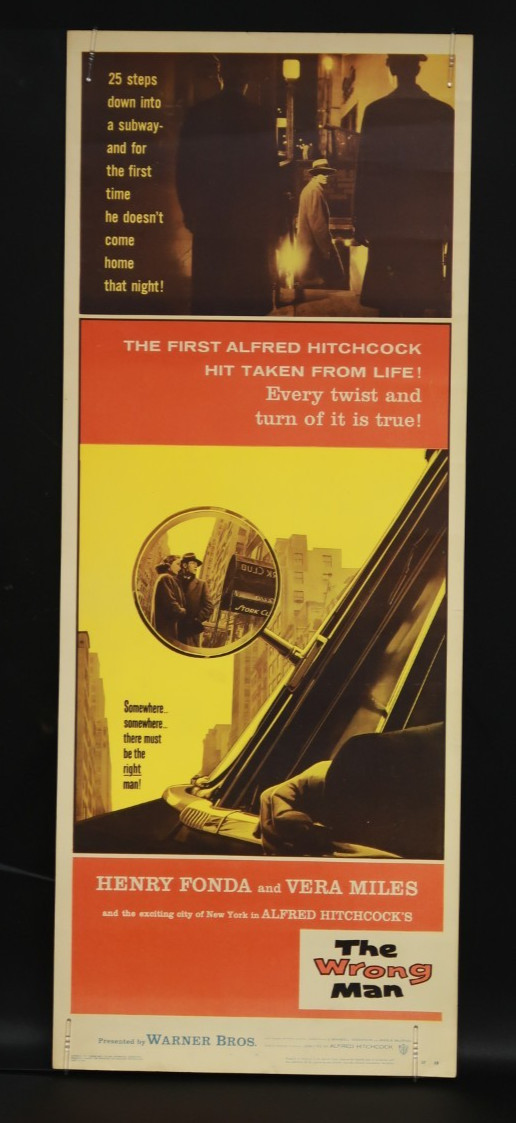 The Wrong Man Alfred Hitchcock 1957 Poster Insert 14 x 36 NSS 57/18 Movie