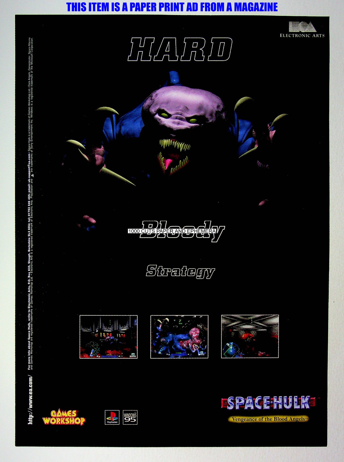 Space Hulk Vengeance of the Blood Angels EA Games 1996 Print Magazine Ad Poster