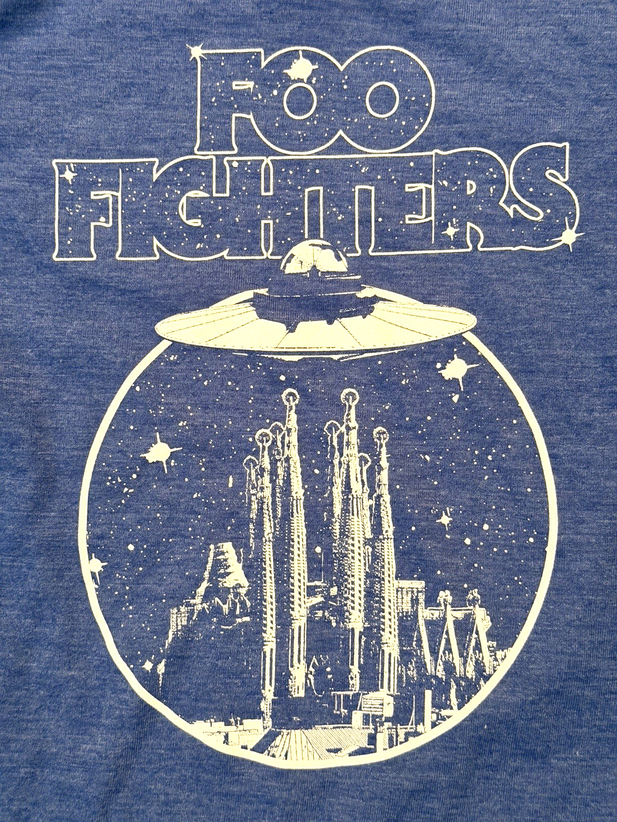 NWT Foo Fighters UFO alien abduction Youth 5T heather blue graphic t shirt NEW