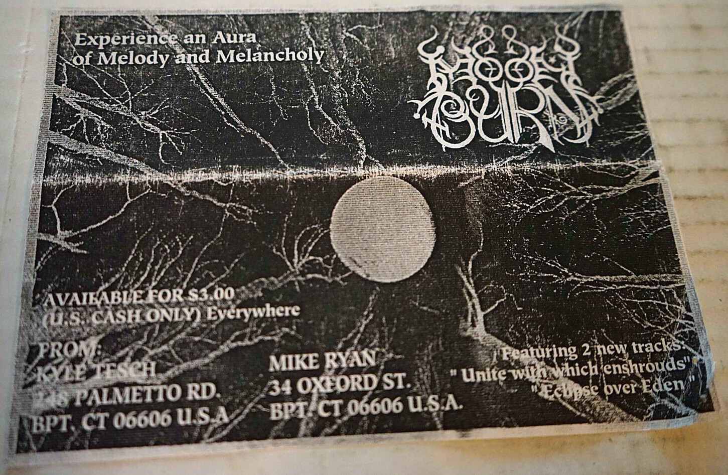 Moonburn Rare 1994 Demo Ad Flyer Ct Usa Black Metal