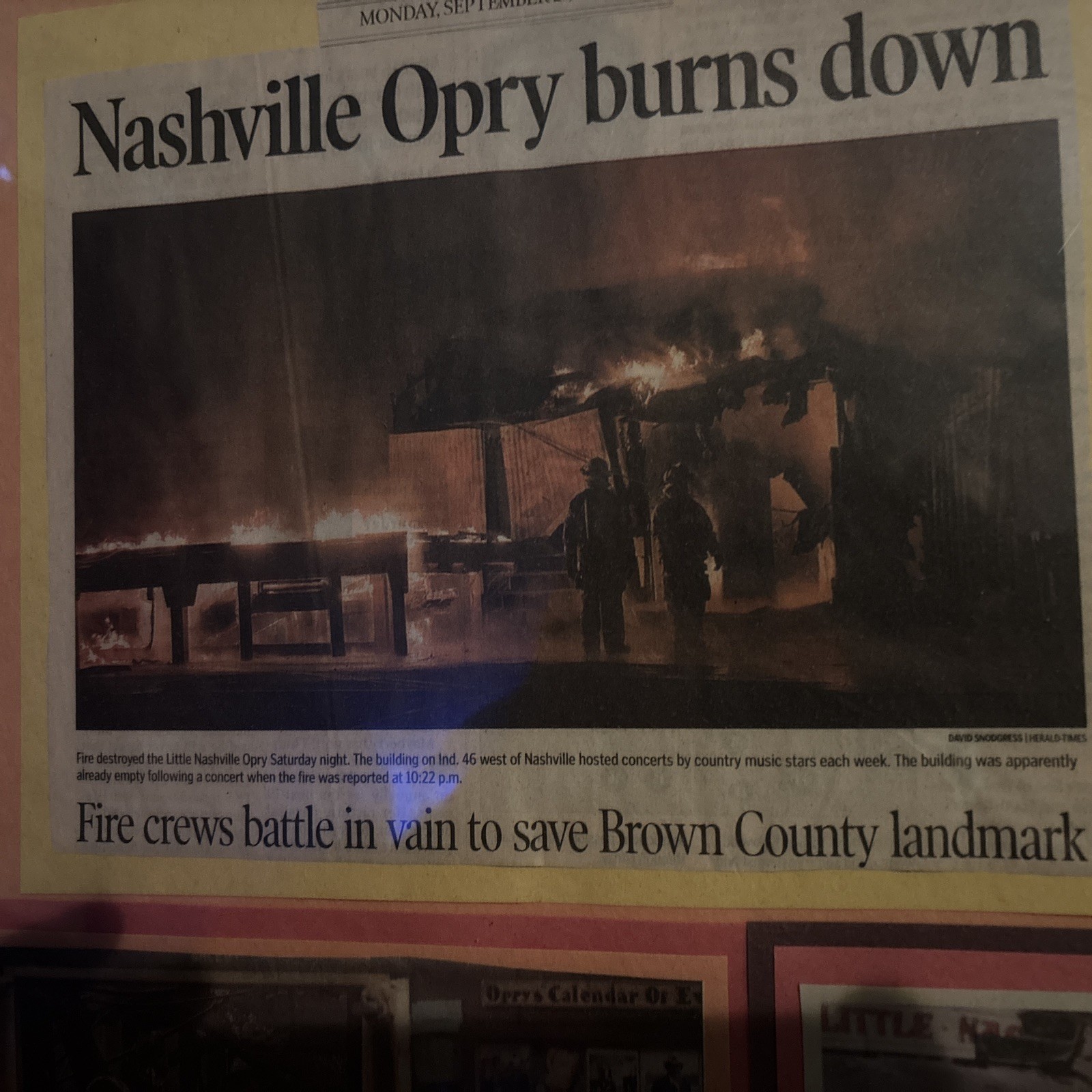 Little Nashville Opry Fire, Brown County,Indiana September 21, 2009.