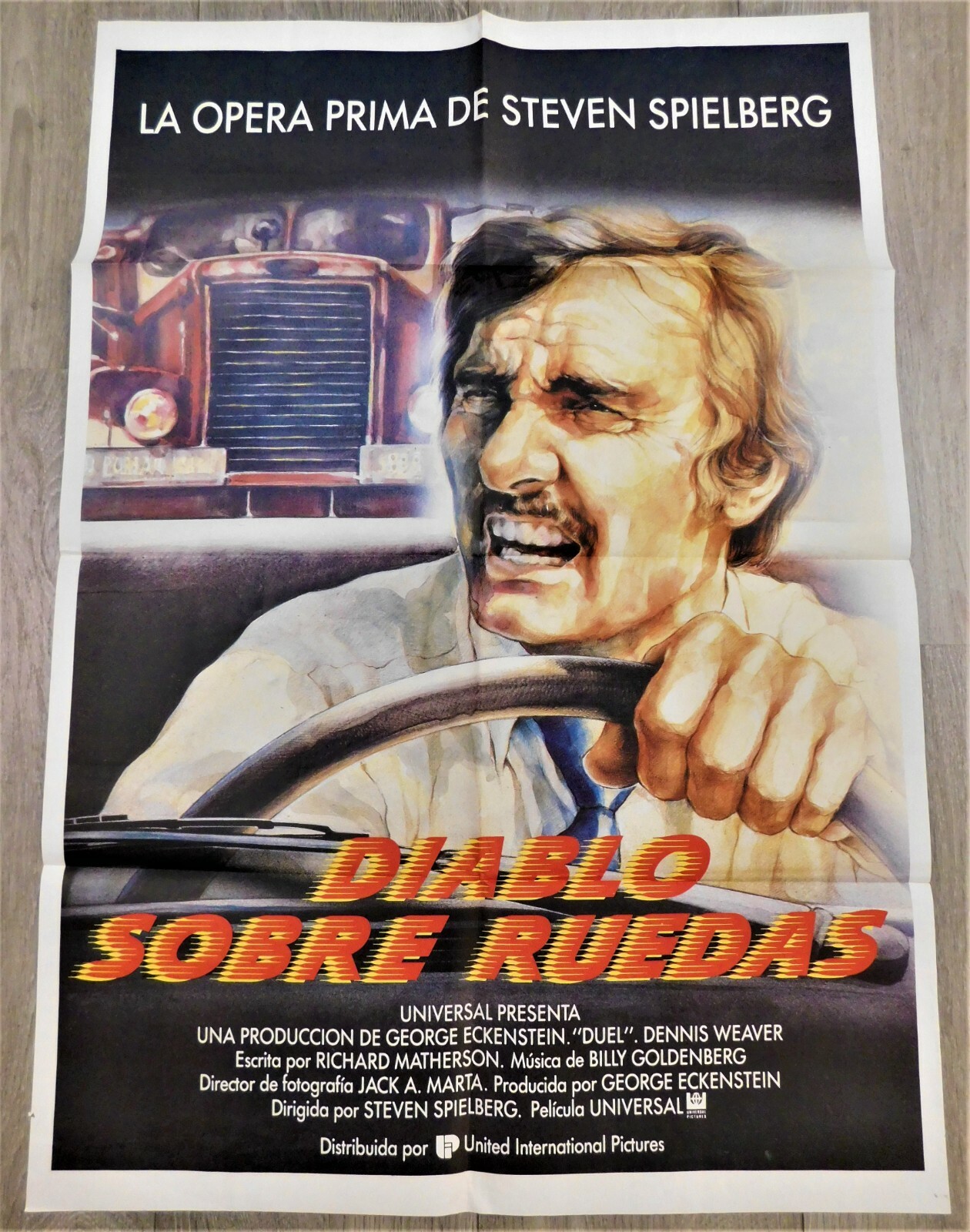 Duel *ORIGINAL SPAIN Folded Movie Poster 27″39″ Spielberg 1971 Dennis Weaver