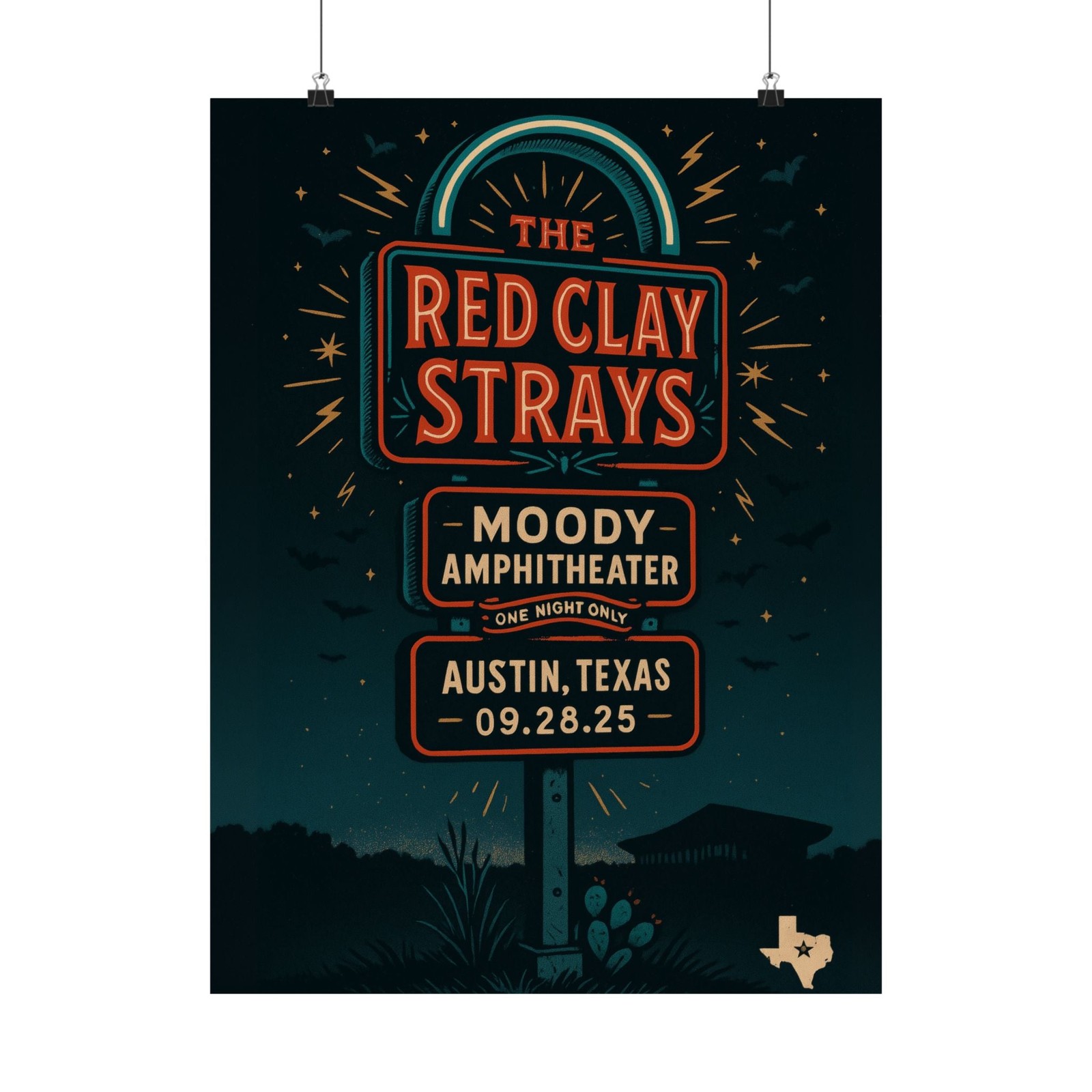 The Red Clay Strays Austin TX Concert Print | September 28, 2025 | Moody