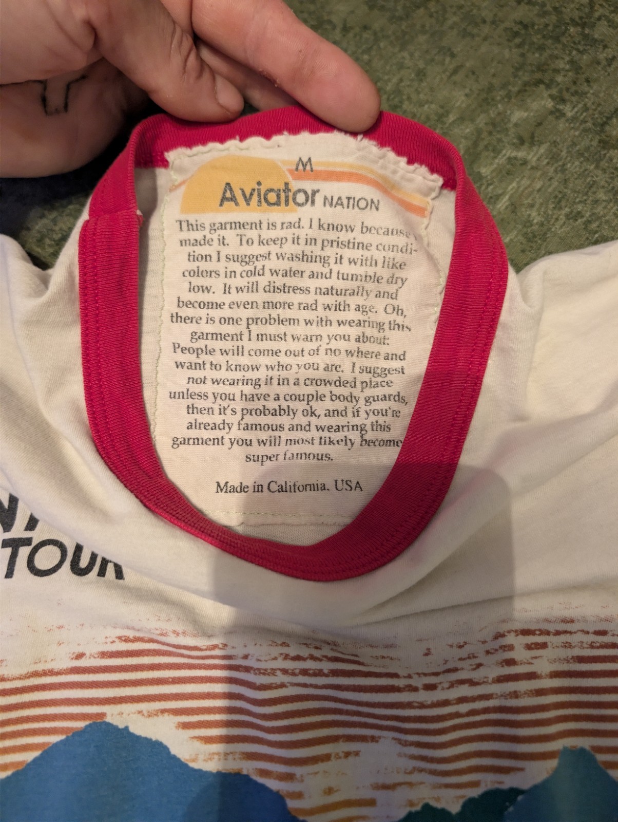 Aviator Nation x John Mayer World Tour Shirt M 2013 Tour