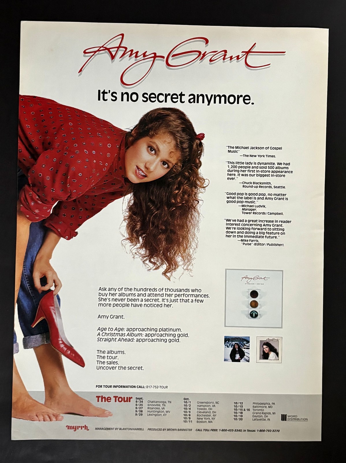Amy Grant Straight Ahead 1984 Poster-Style Print Ad, Promo Advert var.2