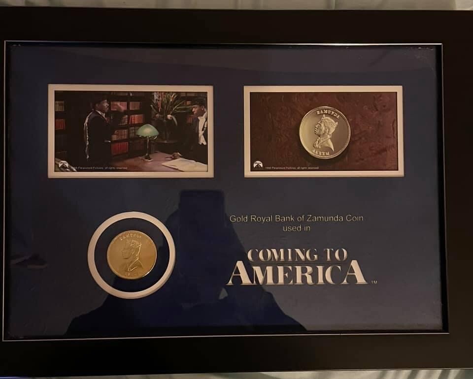 COMING TO AMERICA Eddie Murphy ZAMUNDA Coin AKEEM Coin Original MOVIE PROP COA