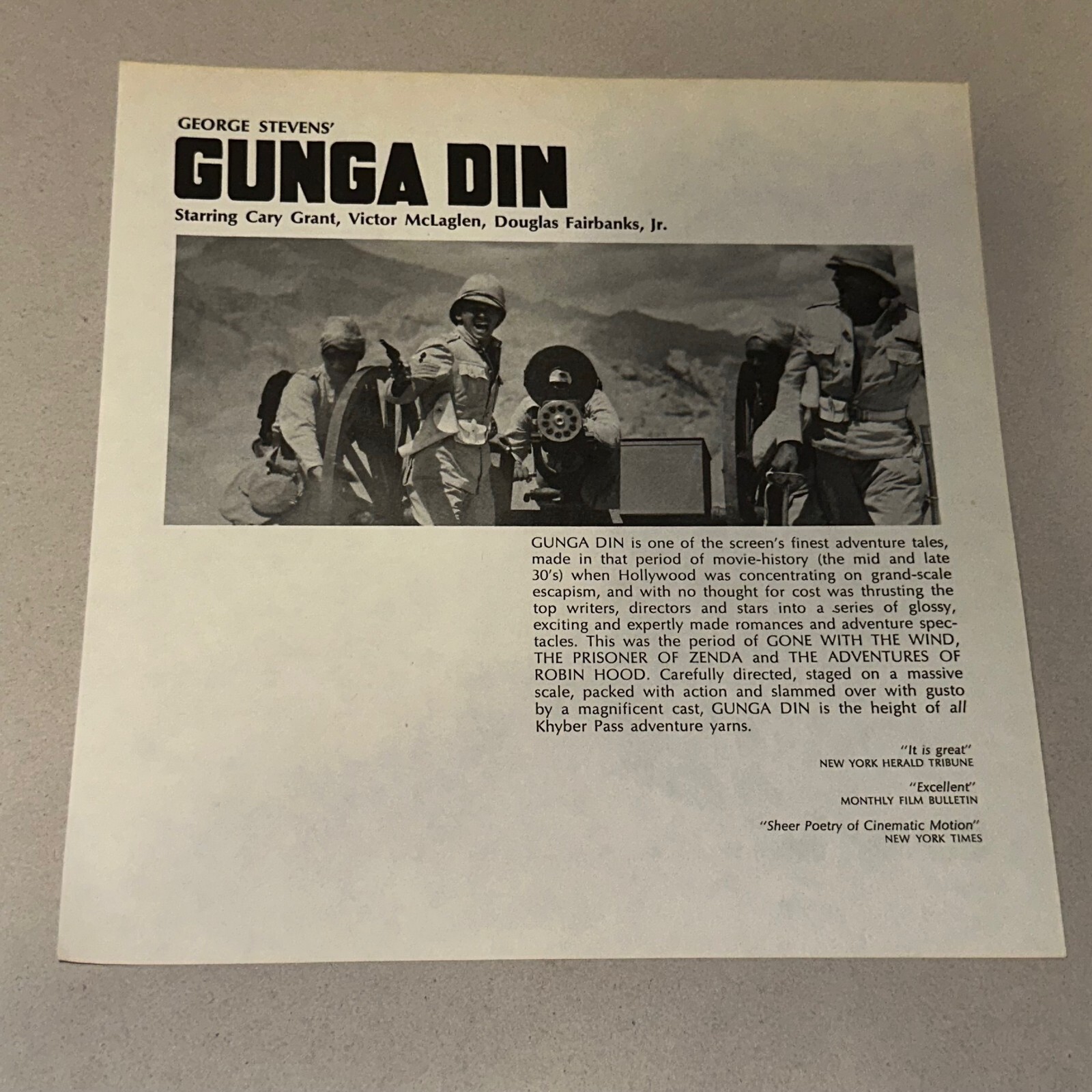 Gunga Din Film Ad 1939 George Stevens Movie Cary Grant Victor McLaglen